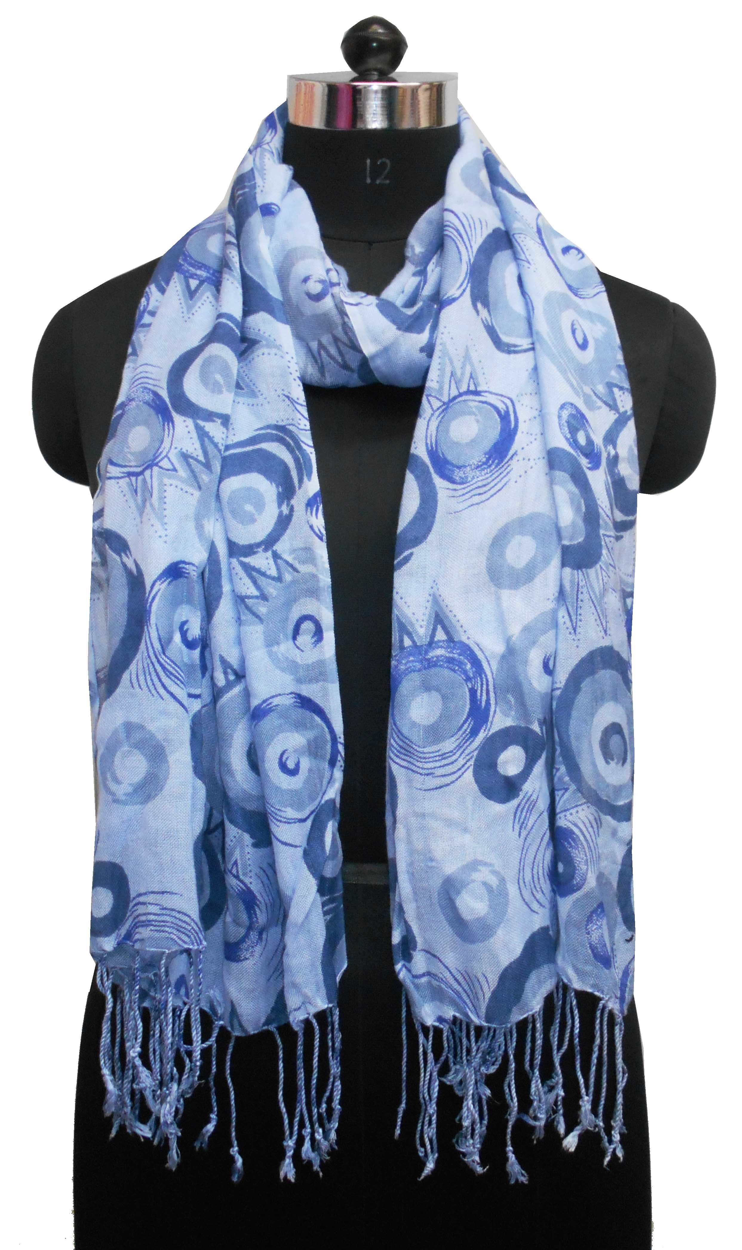 Blue Printed Shawl