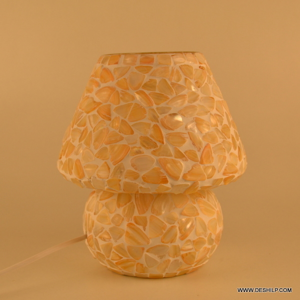 Yellow Mother Of Pearls Glass Antique Design Table Lamp