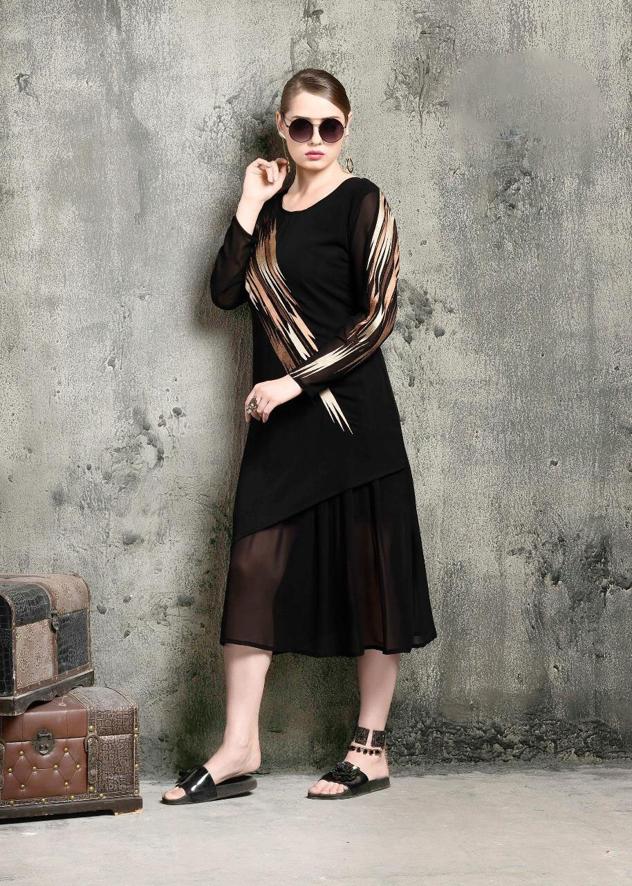 Cotton Stylish Embroiderd Georgette And Rayon Kurti