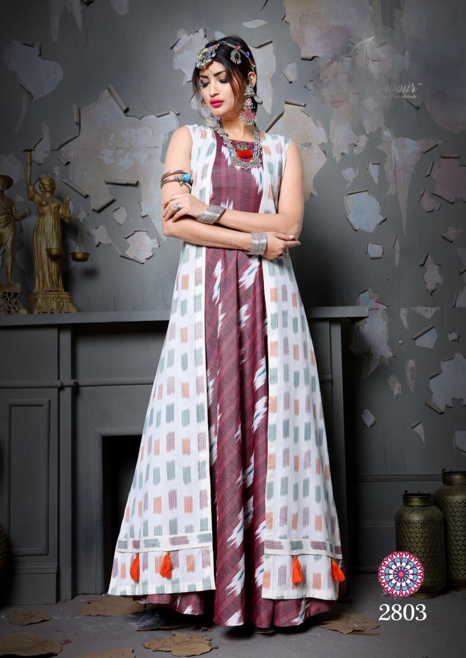 Dry Cleaning Trendy Gown Style Printed Rayon Kurti