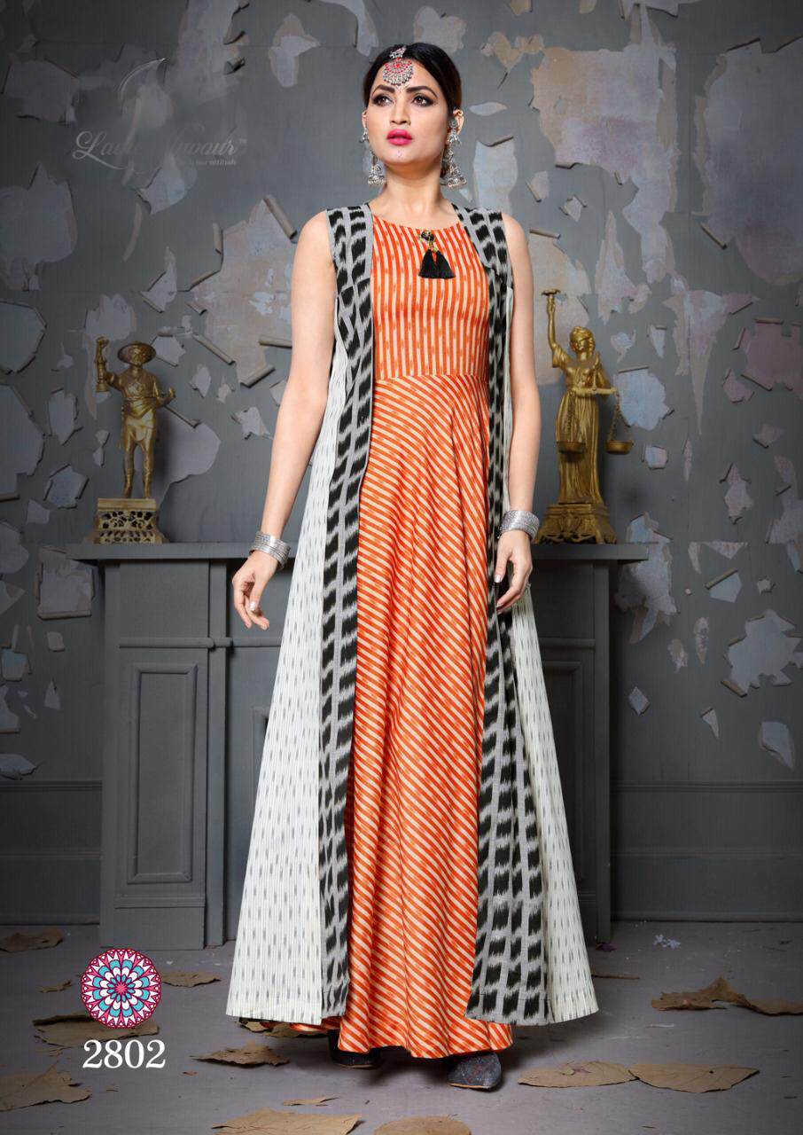 Dry Cleaning Trendy Gown Style Printed Rayon Kurti