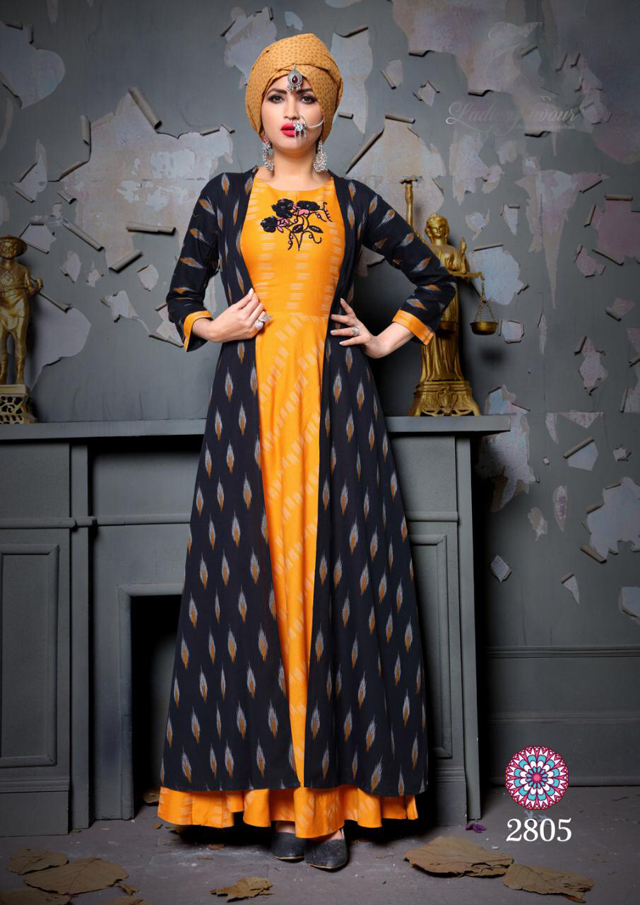 Dry Cleaning Trendy Gown Style Printed Rayon Kurti