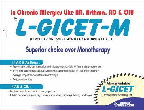 Levocetirizine & Montelukast Tablets - 5mg & 10mg | High-Quality Antihistamine and Leukotriene Receptor Antagonist Combination