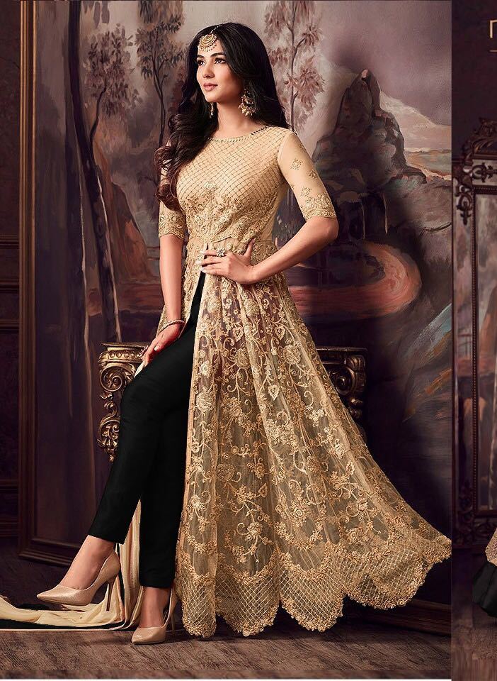Ladies Organza Suit - High-quality Sheer Fabric , Custom Size Options, Elegant Neck Pattern, Fade Resistant Color And Sheen, Comfortable Wear