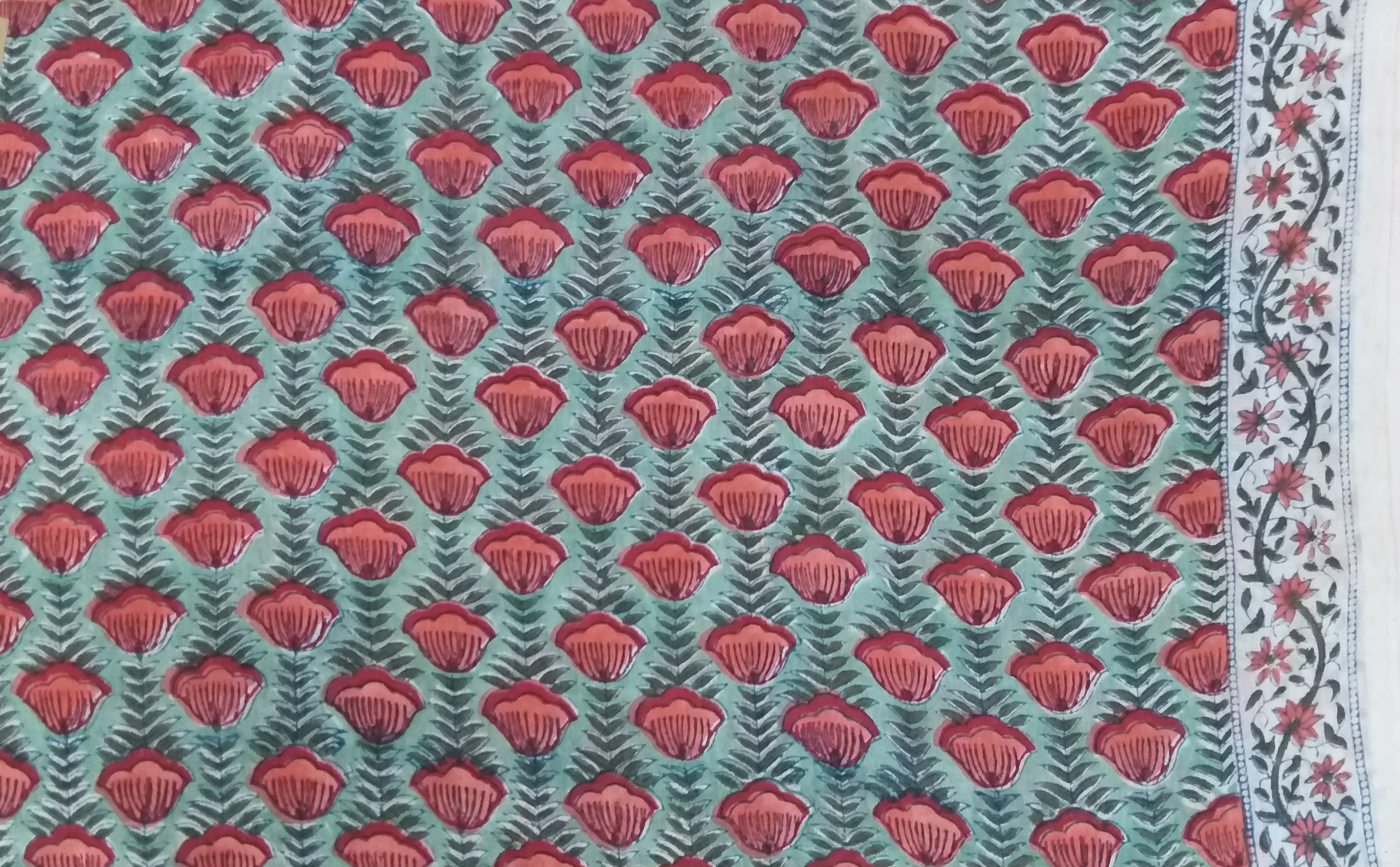 5 Yard Hand Block Print 100% Cotton Fabric Design