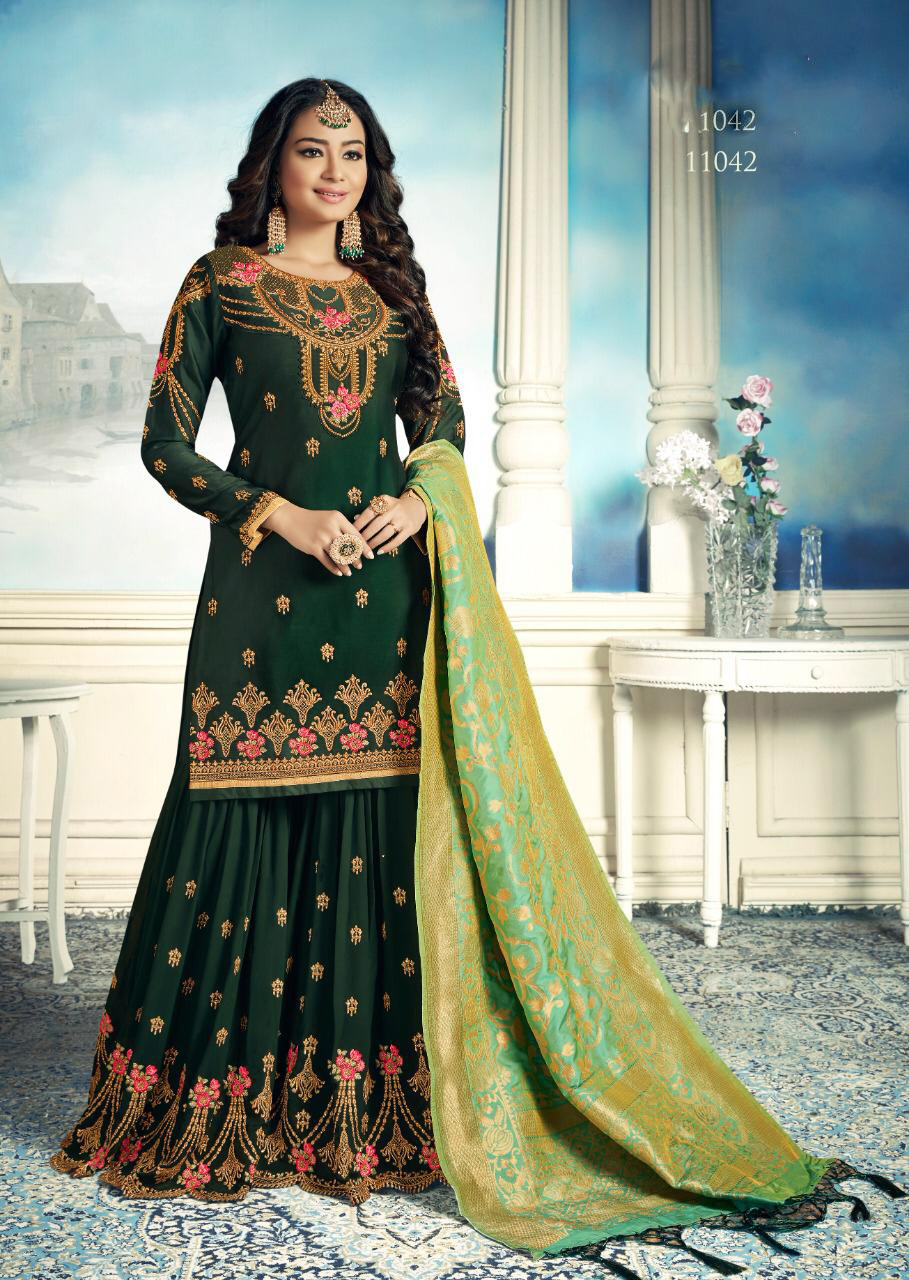 Stylish Wedding Wear Embroidered Georgette Sharara Collection