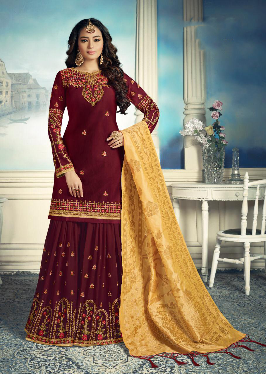 Stylish Wedding Wear Embroidered Georgette Sharara Collection