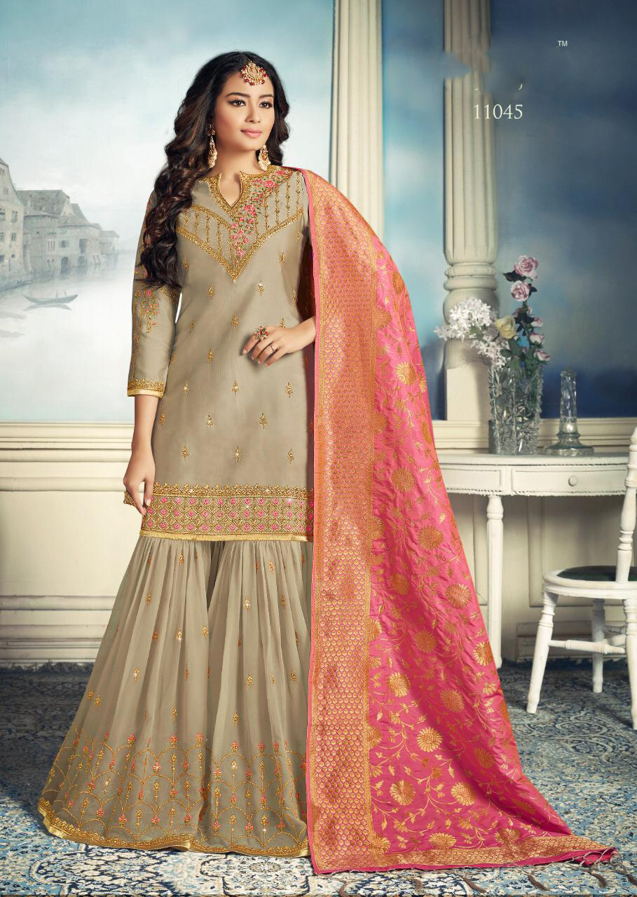 Stylish Wedding Wear Embroidered Georgette Sharara Collection
