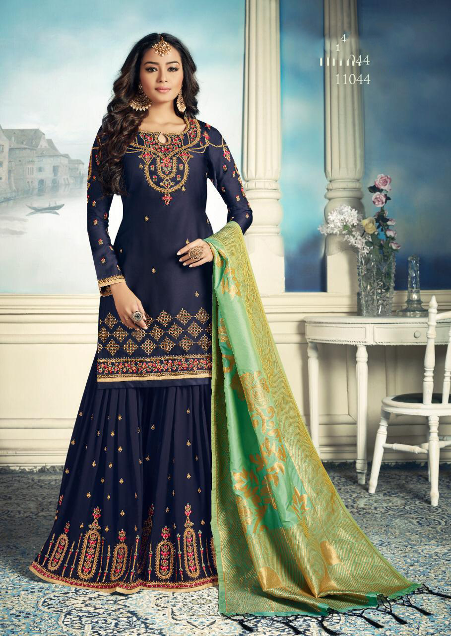 Stylish Wedding Wear Embroidered Georgette Sharara Collection
