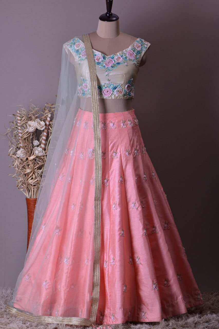 A Designer Heavy Embroidered And Handwork Bride Mulbarry Lehenga