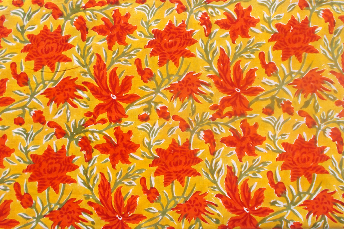 Orange Color Floral Fabric Design