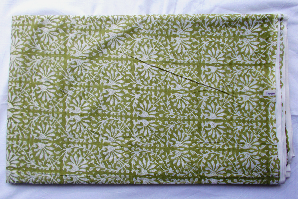 100%cotton Green Block Print Design