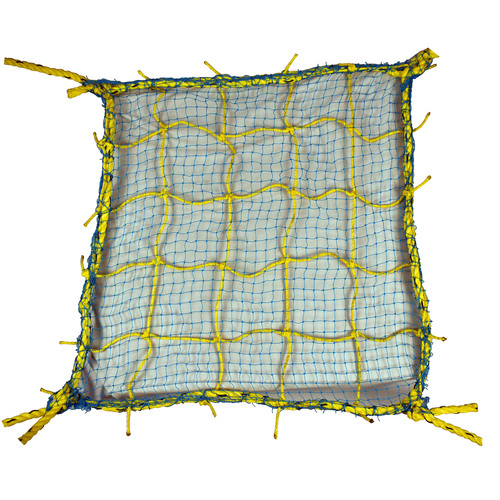 Safety Net - Double Layer 5m x 10m & 3m x 10m Sizes, Heavy Duty 4mm/120mm Yellow Mesh and 0.75mm/35mm Blue Mesh, UV Coated with Knotted Square Design