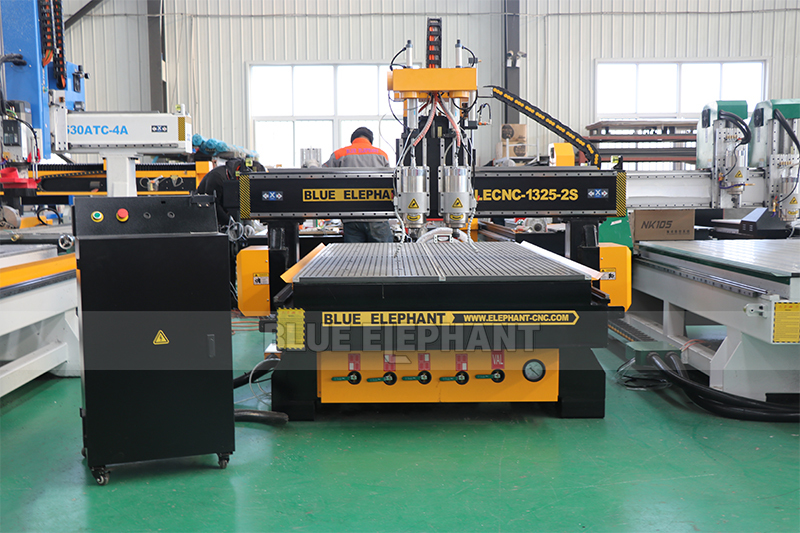 Metal 1325 Pneumatic System 2 Spindles Cnc Router Cutting Machine With High Z Travel