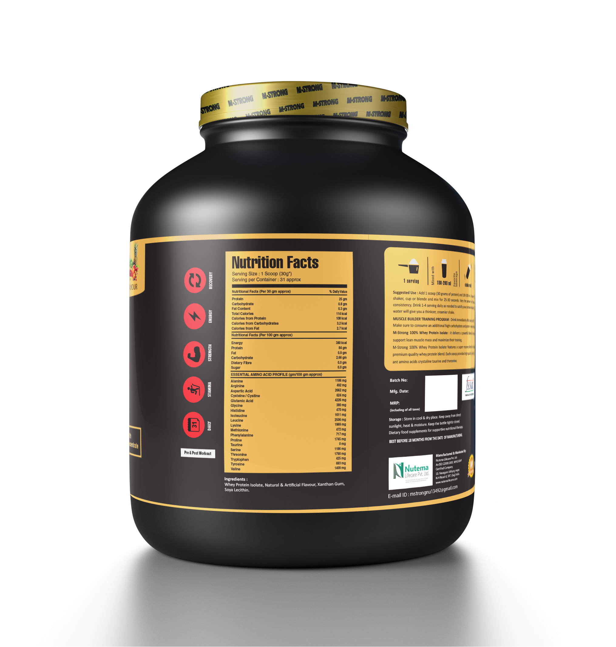 Whey Protein Isolate Dosage Form: Powder