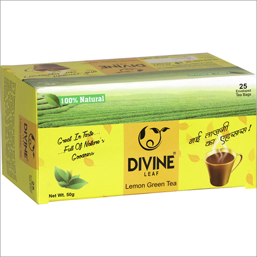 Natural Lemon Green Tea - 50 Grams | Herbal Tea, Vegan, Refreshing Taste, 99% Brewed Green Tea, Zero Calories, 25 Tea Bags For Daily Hydration
