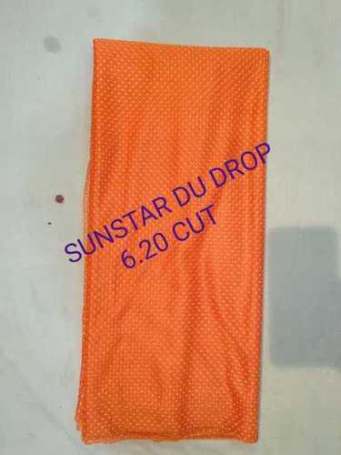 Ladies Plain Saree - Heavy Lycra Material, 6.20 Mtr Length, Orange Color with Foil Drop Addition, Beaded Closure and Embellished Work Type
