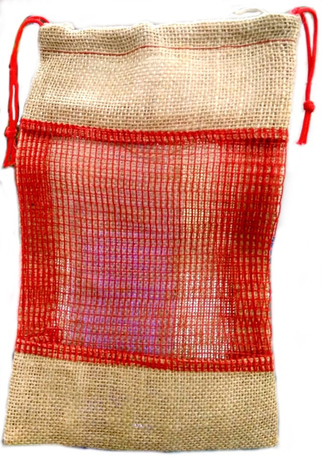 Red & Brown Jute Pouch
