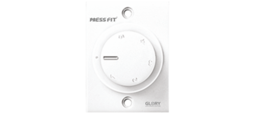 Pressfit Glory 5 Step Fan Regulator - Plastic Material, White Color | Adjustable Speed Control for Enhanced Fan Performance