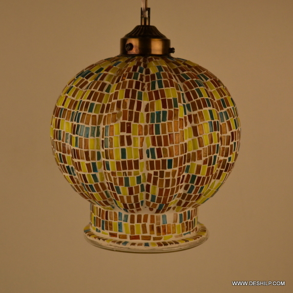 Yellow Mosaic Glass Decor Wall Hanging Lamp