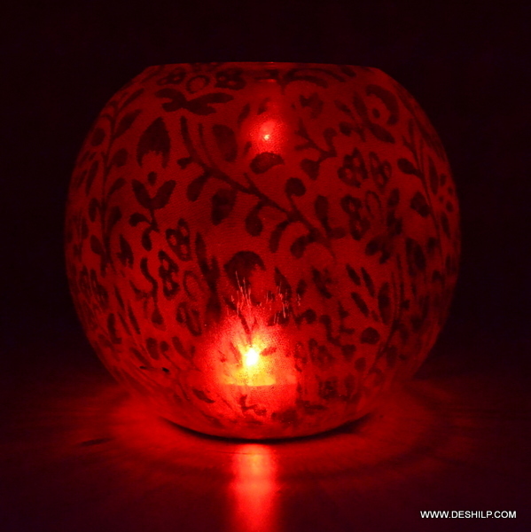 Antique Imitation Red Glass T Light Candle Holder