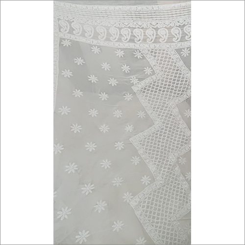 Ladies White Chikankari Saree