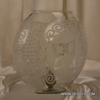Cutting Glass Antique Table Lamp - Glass & Metal 3.5x8 - 4.5x9 Inch Transparent Handmade Finish Modern Art Design Weight: 2-5 Kg