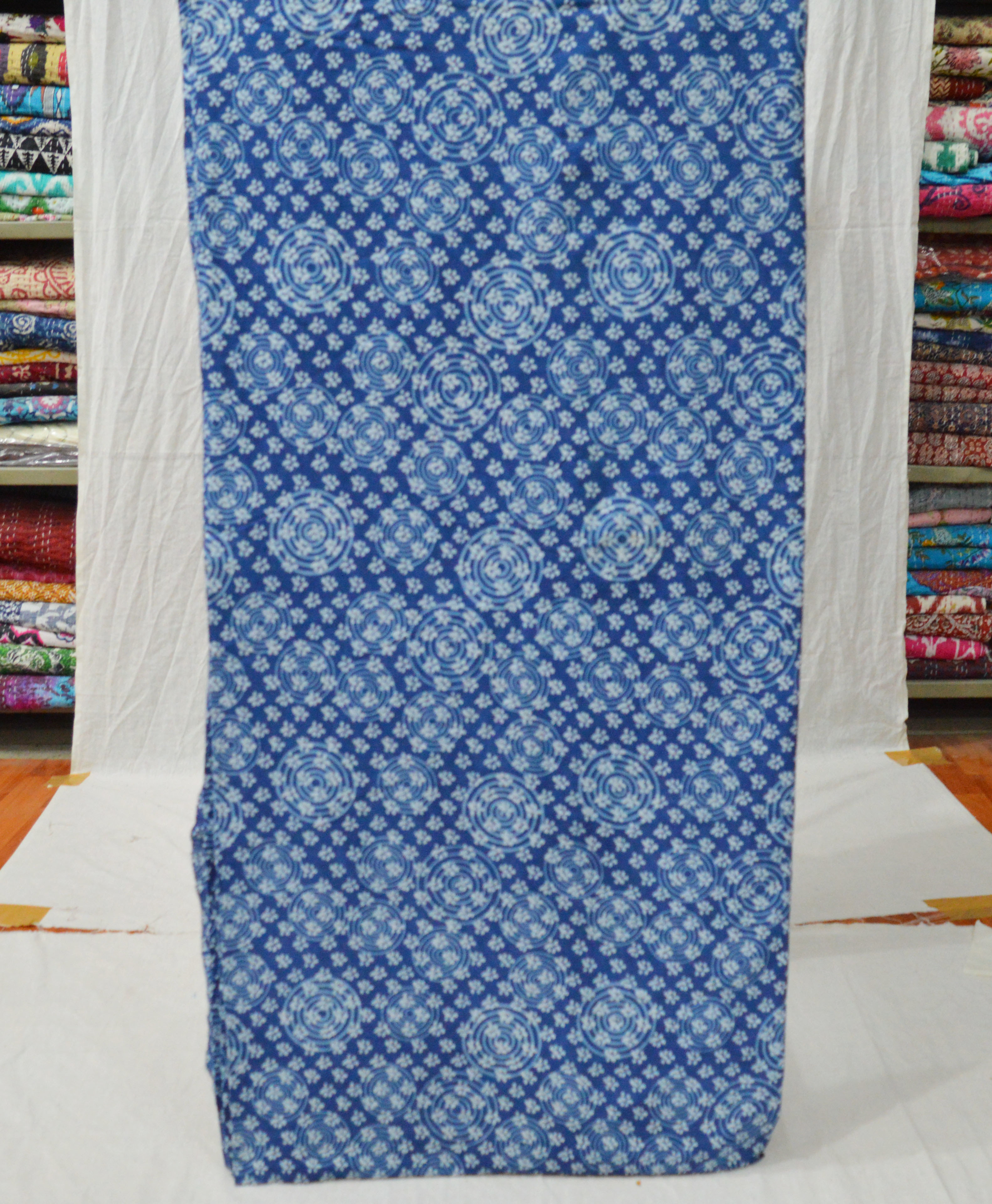 Dressmaking Indigo Print Blue Color Circle And Small Buti Design Printed Fabric