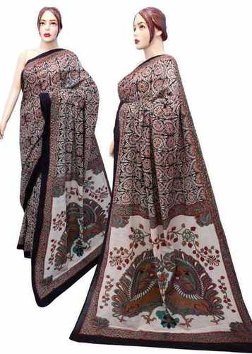 ब्राउन कॉटन मुलमुल साड़ी