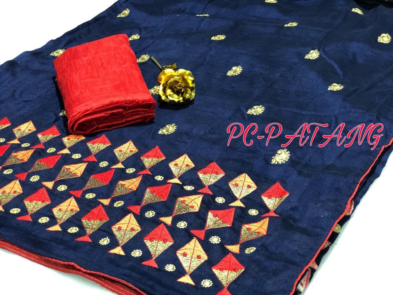 Multi Heavy Embroidered Banglori Silk Designer Saree