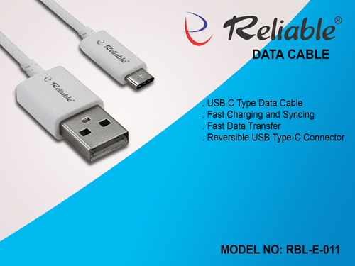 Data Cable - Plastic Body, White Color | High-Quality Durable Connectivity Solutions