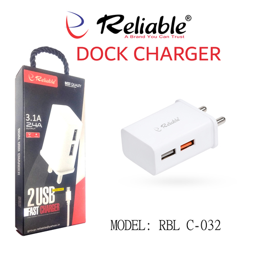 Mobile Battery Charger - Durable Plastic Body, Sleek Bar Design, Stylish White Color | Includes Charging Cable, 6-Month Warranty