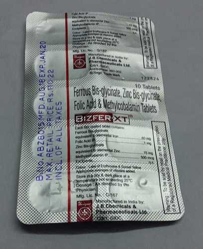 Ferrous Bis-Glycinate Zinc Bis-Glycinate Folic Acid Methylcobalamin Tablets General Medicines