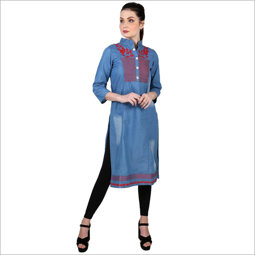 Ladies Party Wear Denim Kurti
