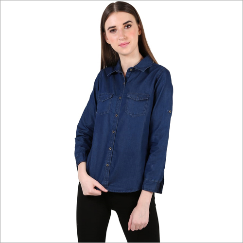 Ladies Blue Denim Shirt