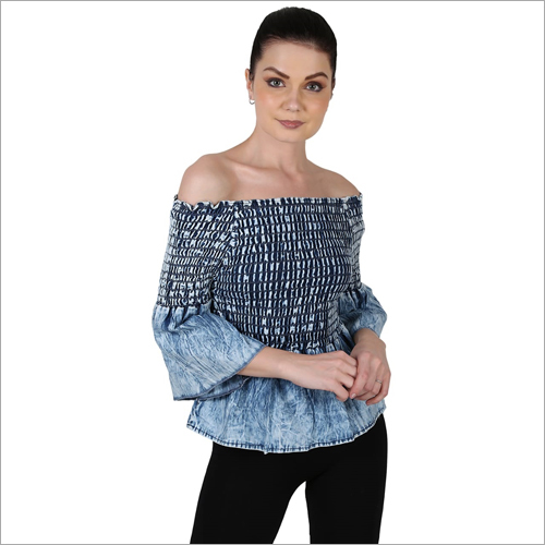 Ladies Off Shoulder Denim Top