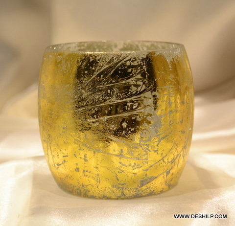 Glass Silver T Light Candle Votive