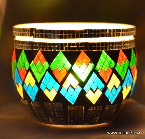 ग्लास कलर डेकोरेटिव कैंडल होल्डर्स विंटेज वोटिव