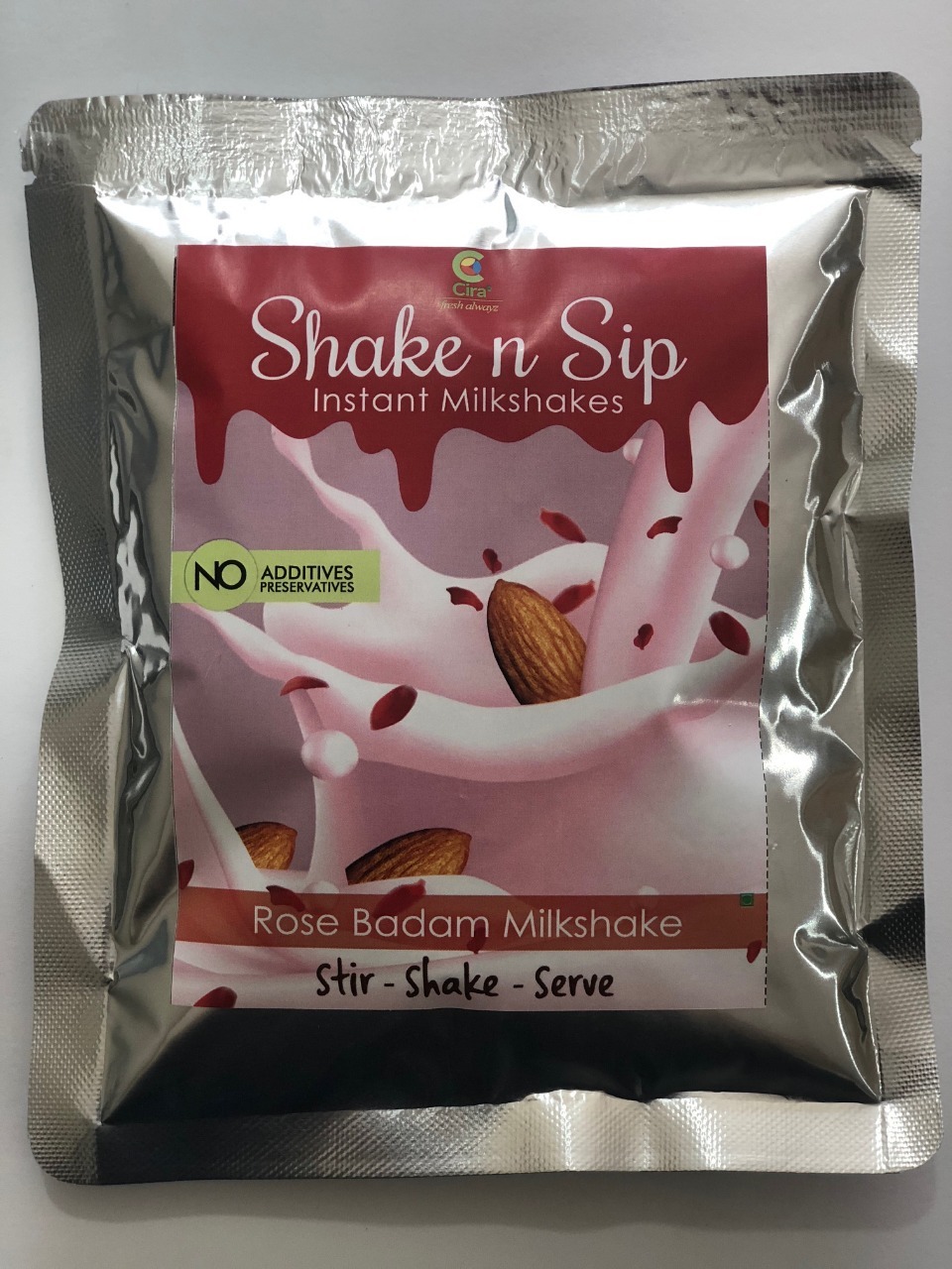 Rose Badam Milkshake Back - Foil Pouch 15x20cm Silver, Delicious Taste And Easy To Make