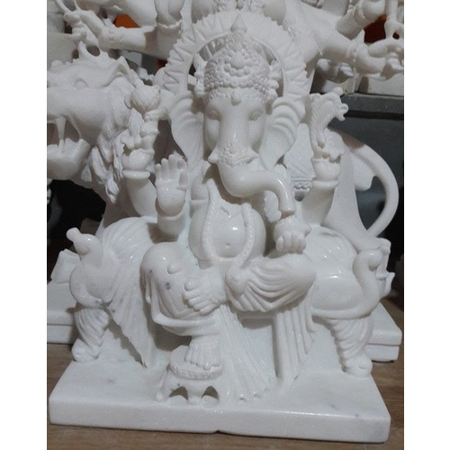 Marble Ganesh Sitting Statue - Finishing: Polishing
