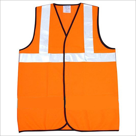 Heapro Reflective 2'' White Tape Jackets - Polyester Material, Orange Color , Lightweight Design For Industrial & Construction Use, Sleeveless Style