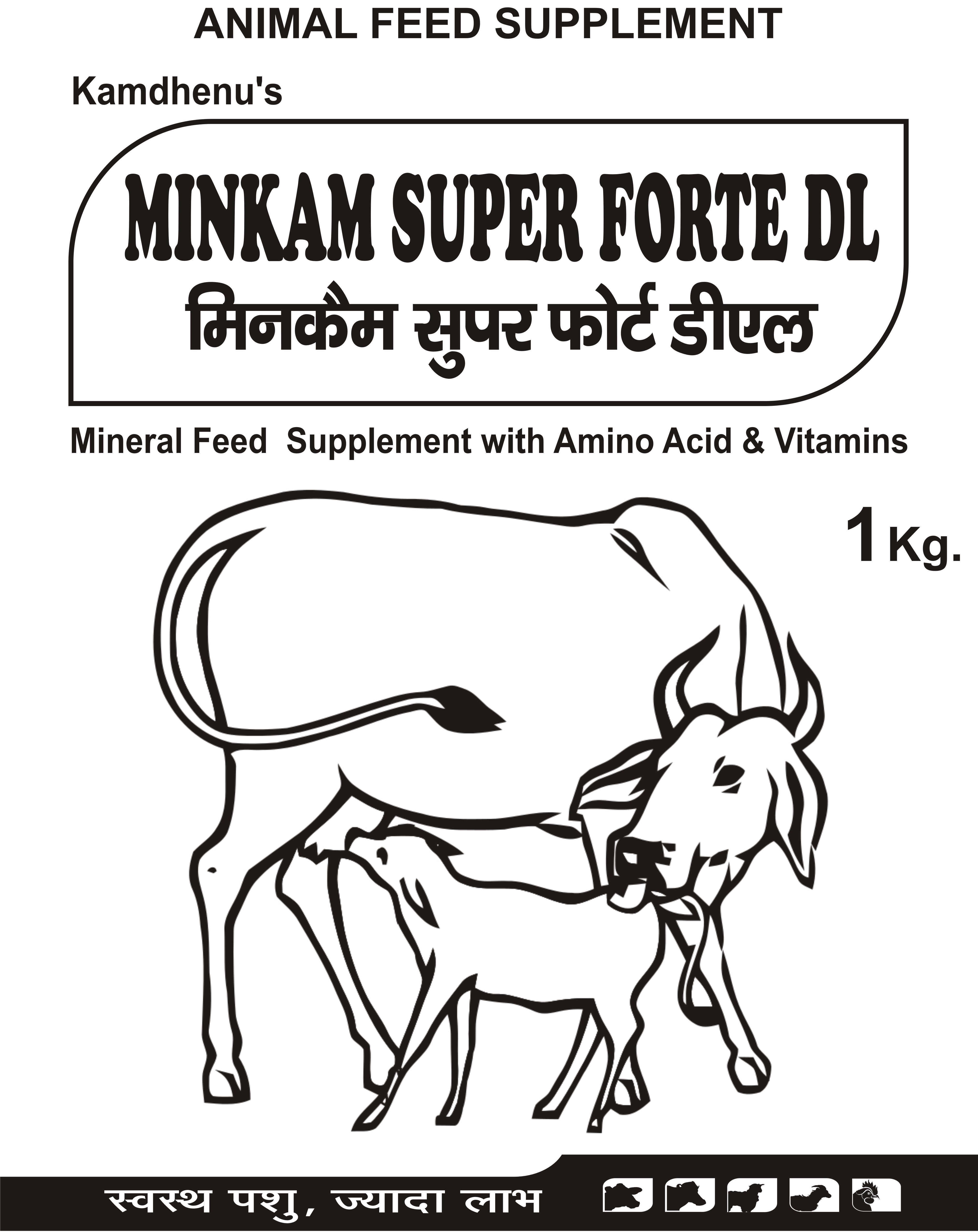 Minkam Super Forte Dl - 1 Kg Vitamin & Mineral Feed Supplement With Amino Acids, Promotes Digestion & Supports Immune System For Cattle