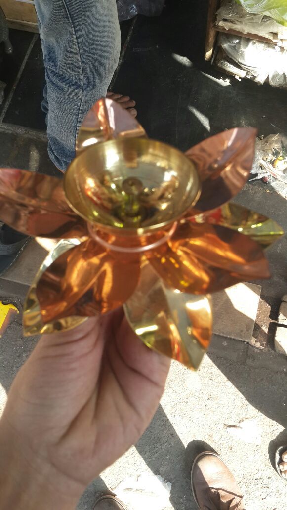 Akhand Deep - Brass & Crystal | Decorative Lamp For Homes & Temples, Round & Oval Design, Golden Color, Ideal For Gifting & Home Decor