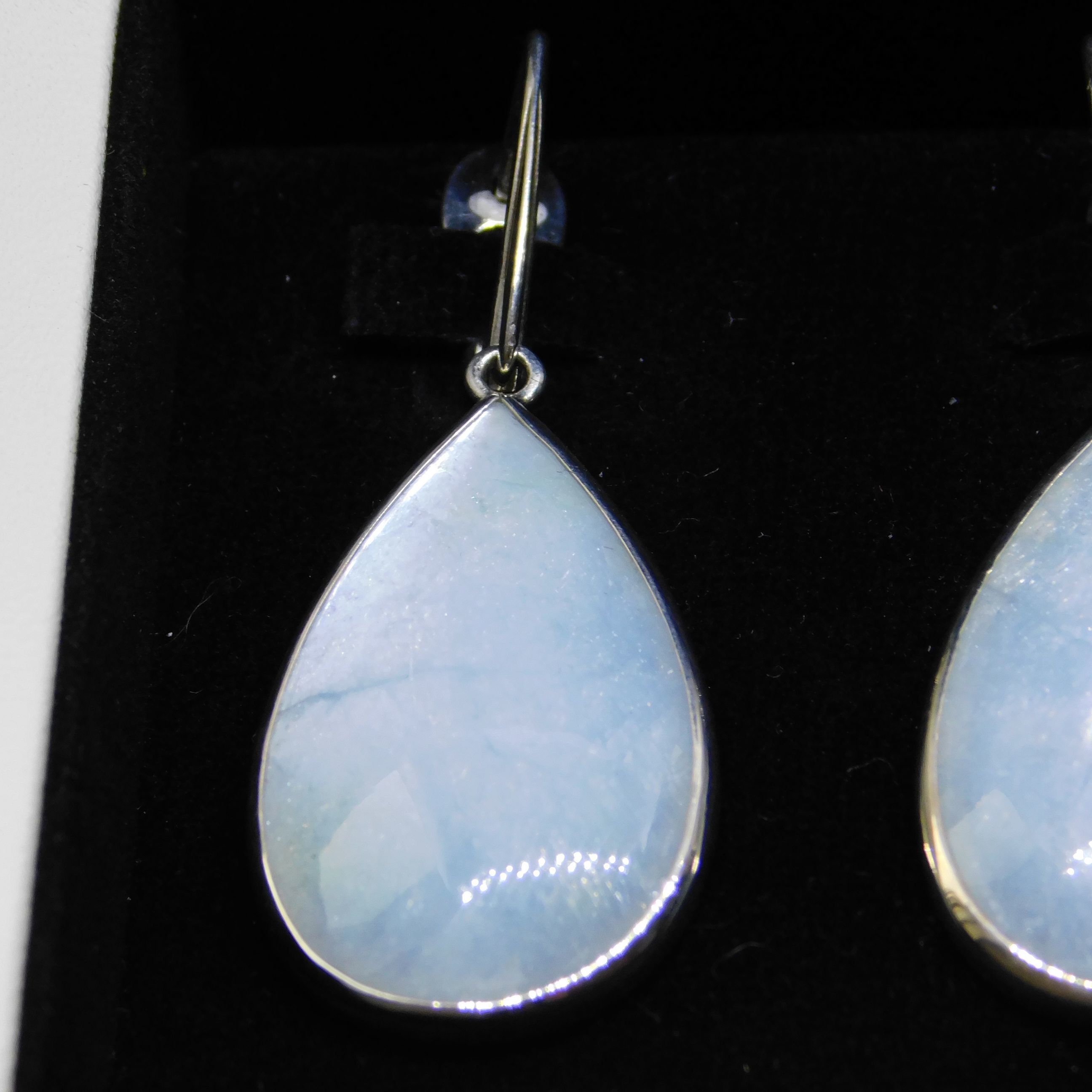 Light Blue Silver Earrings With Aquamarine
