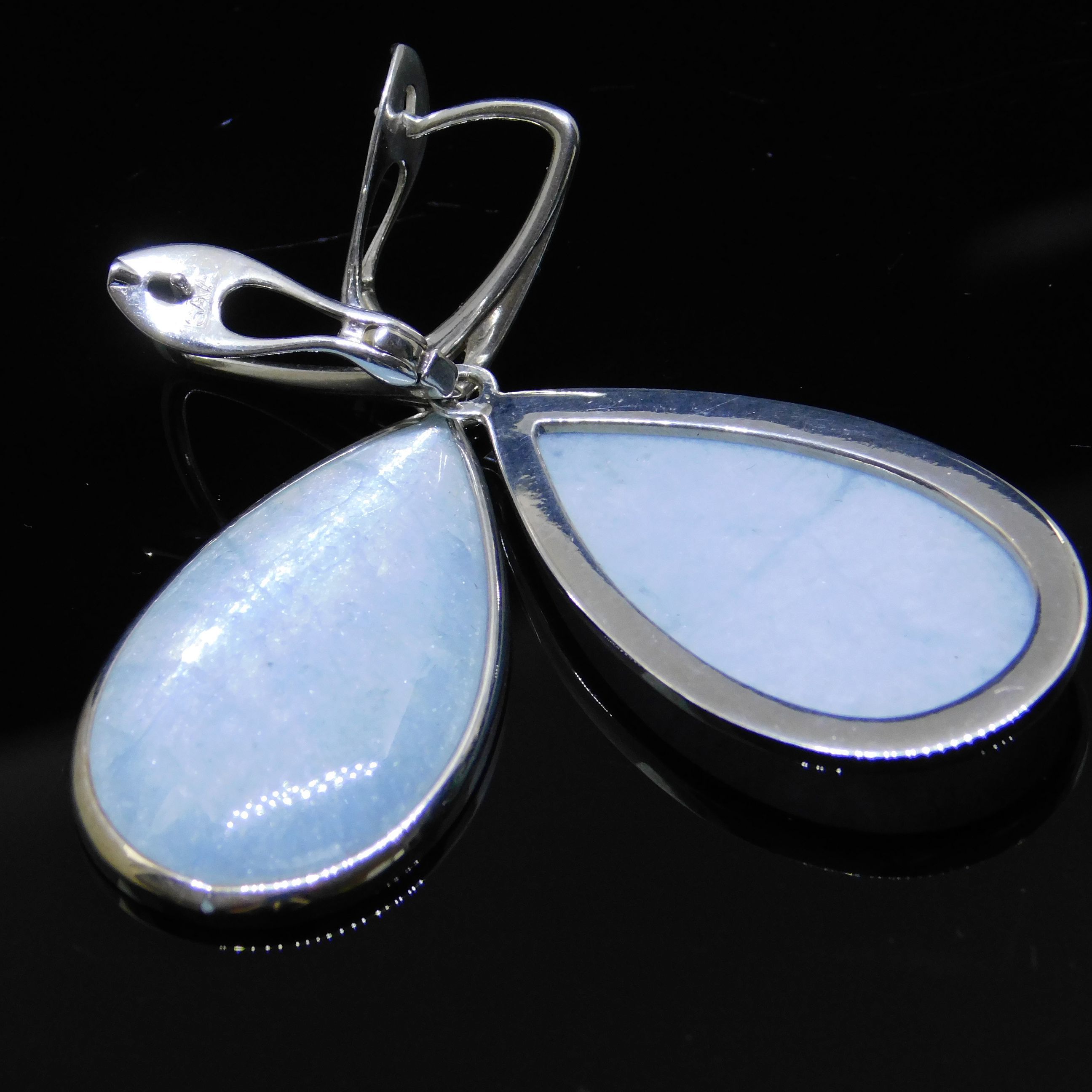 Light Blue Silver Earrings With Aquamarine