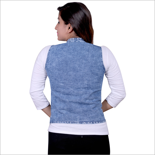 Blue Ladies Denim Half Jacket
