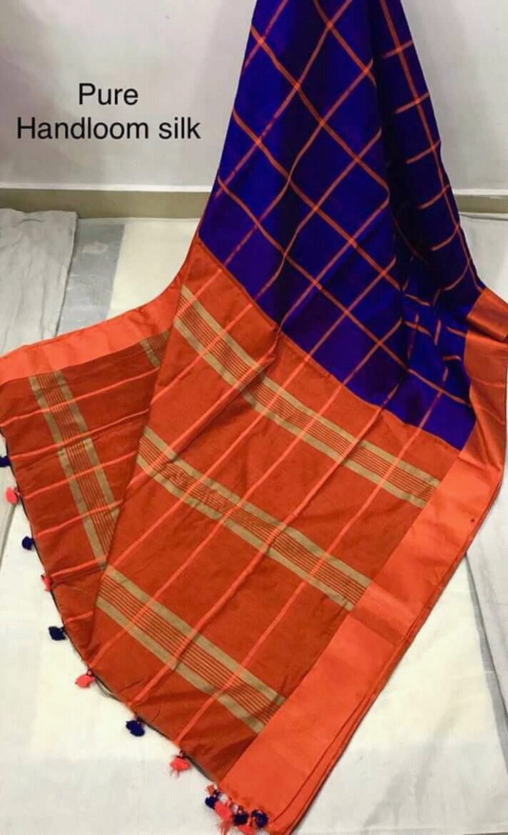 All Colours Have Handloom Designier Check Saree