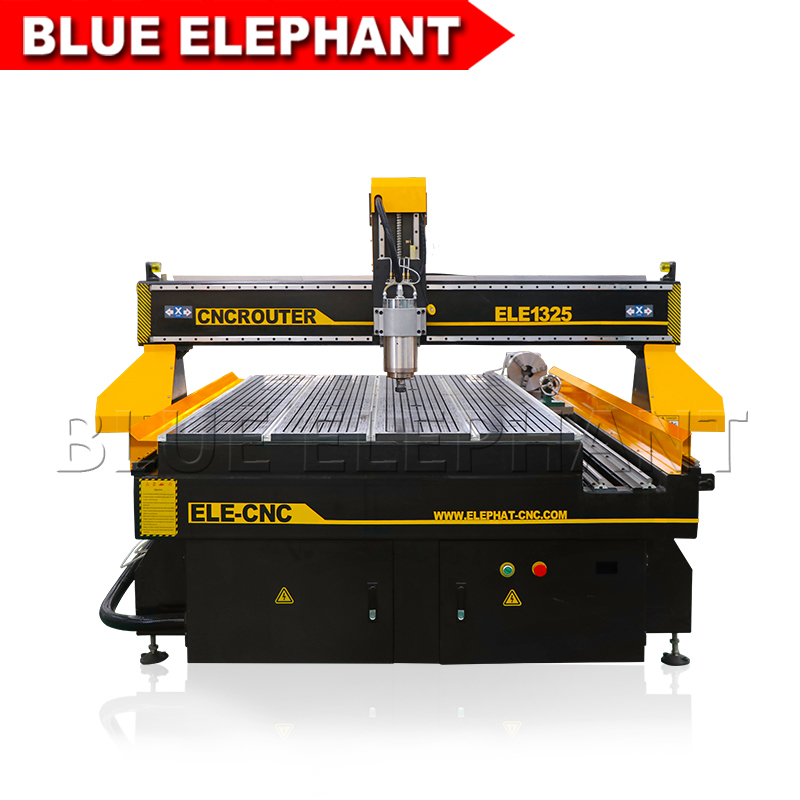 Vacuum Cleaning System Blue Elephant 1325 Cnc Router 4 Axis Machine With Water Cooling Used For Furniture Manufacturing