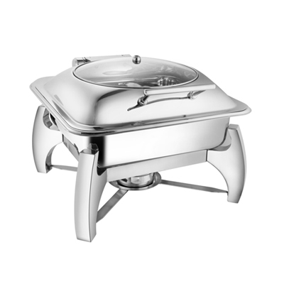 Square Glass Lid Chafer With Grand Legs
