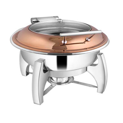 Round Rose Gold Glass Lid Chafer With Grand Legs